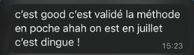 Message d'un élève : méthode validée en juillet