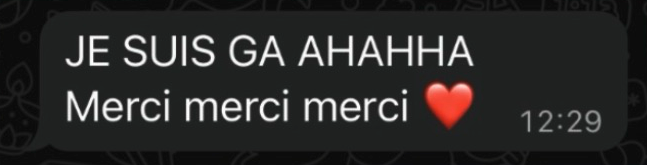 Message d'une élève admise, remerciements